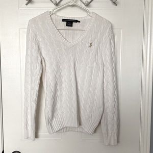 Ralph Lauren Sport Cable Knit V-neck Sweater
